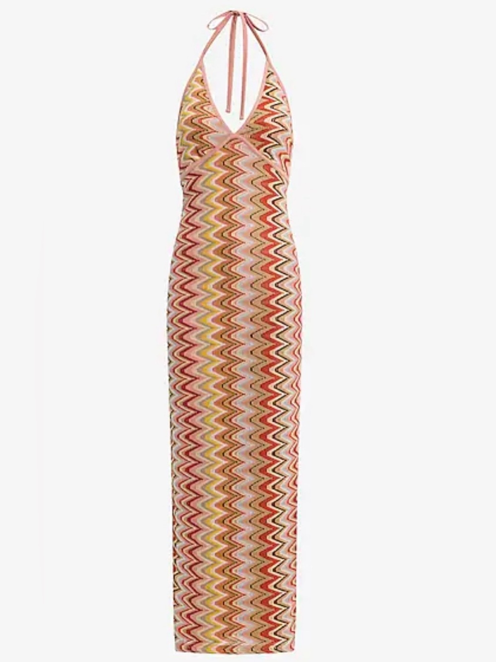 Summer Halter Chevron Maxi Dress in Multicolor